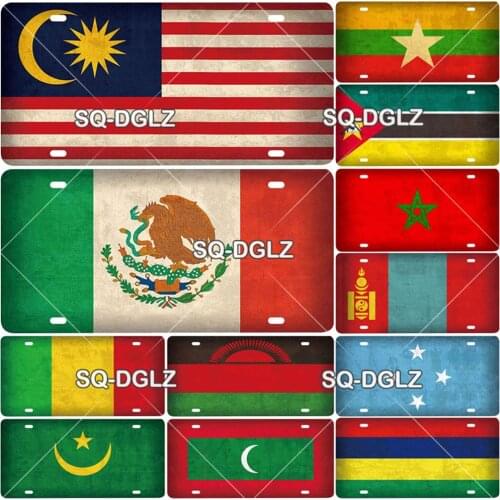M-P Rust Wall Country Flag Metal Sign Tin Sign Licenses Plate Decor Plaque Metal Vintage Man Cave Bar Pub Club Decoration