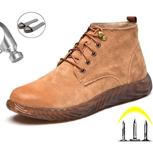Yadibeiba Men Boots Steel Toe Safety Shoes Work Boots Winter Boots Men Shoes Leather Work Sneakers Military Boots Free Shipping