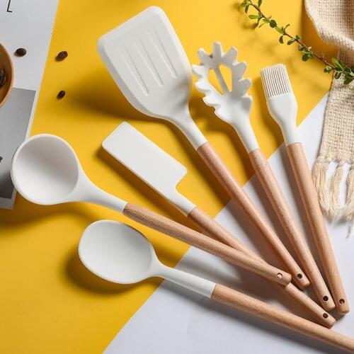 Food Grade Silicone Cooking Tools Set Modern Kitchen Non-Stick Spatula Oil Brush Soup Spoon Cookware Gadgets Accessories Supplie