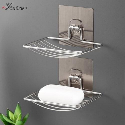OYOREFD Wall Mounted Stainless Steel Soap Holder Creative Bathroom Drain Soap Tray Shower Soap Dish Bathroom Products