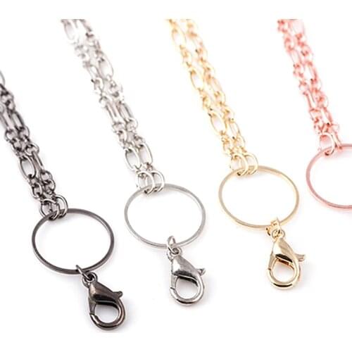2016 Newest Floating Locket Chain Necklace of Rolo Link Chain Long Collar Statement gold alloy Necklace for glass lockets