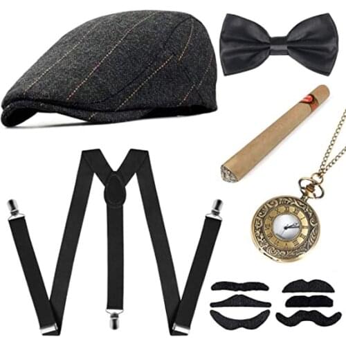 New Party Adult Boys Accessory 1920S Mens Great Gatsby Accessories Set Roaring 20s 30s Retro Gangster Costume