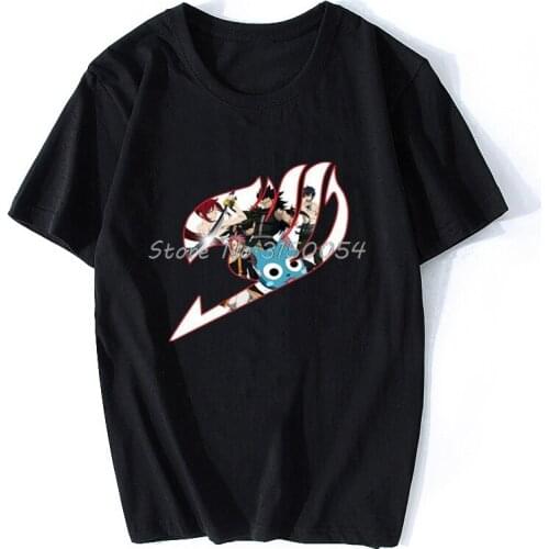 New Fairy Tail Anime Print T-shirt Men Cotton O-neck Tshirt Hip Hop Tee Shirt Harajuku