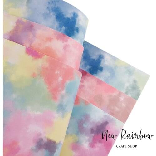 New Rainbow 22x30cm/A4 Eco-friendly Iridescent Clouds Pu Suede Faux Leatherette 1.1mm Perfect For Making Hair Bows, DIY Crafts