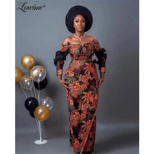 African Formal Boat Neck Evening Dresses 2021 Vestidos De Fiesta Floor Length Party Gown Robe De Soiree Dresses For Women Prom