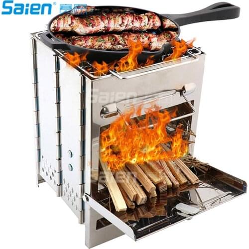 Camping Stove Wood Burning Stoves Potable Folding Stainless Steel Backpacking Stove for Picnic BBQ Camp Hiking