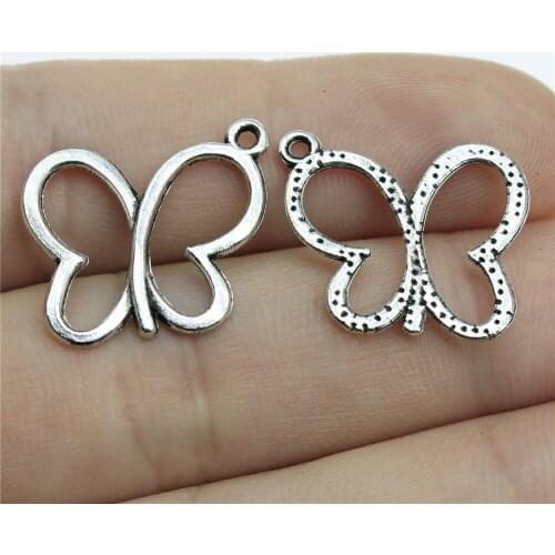 20PCS/lot 19*20mm Metal Charms Hollow Butterfly Pendants Antique Silver Bronze Color Making DIY Handmade Tibetan Jewelry DIY