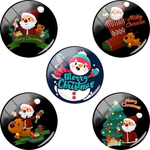 TAFREE Cartoon christmas DIY jewelry Making Findings 12mm/15mm/16mm/18mm/20mm/25 mm Xmas Glass Cabochons Dome Flat Back CM465