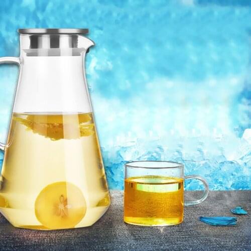 1.5L High Temperature Resistant Jug Large Capacity Juice Pot Transparent Thick Stainless Steel Filter Household MUMR999