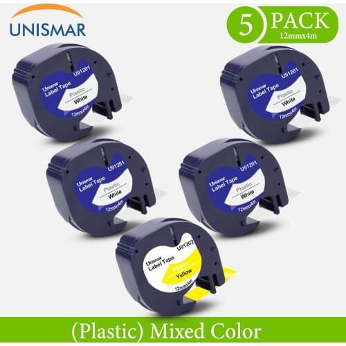 Unismar 3/5PK Multiple Color 91201 91202 Compatible for DYMO LetraTag LT 100H Label Maker 12mm*4m for DYMO LT Printer Ribbon