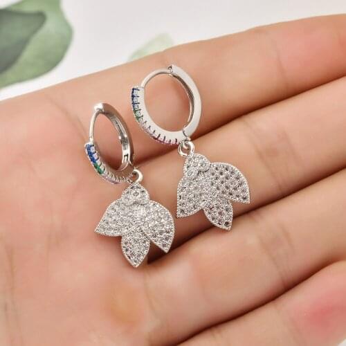 Korean fashion exquisite plant flower color Zircon Earrings for women / Girls wedding party new bride jewelry ER-499