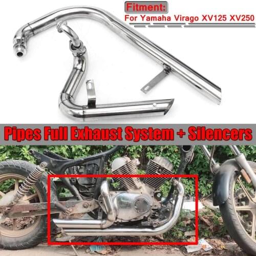 2pcs Motorbike Motorcycle Exhaust Muffler Pipes Full Pipe Exhaust System With Silencers For Yamaha Virago V Star XV125 XV250