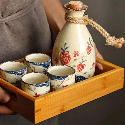 Japanese Sake Wineware Ceramic Shochu Jug Fruit Wine Cup Plum Liquor Cup Small Warmer Hot Wine Household Set