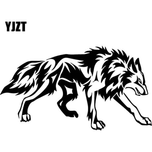 YJZT 17.8CM*10.1CM Wolf Fashion Decorate Car Window Accessories Car Sticker Vinyl Decal Black/Silver C4-1099
