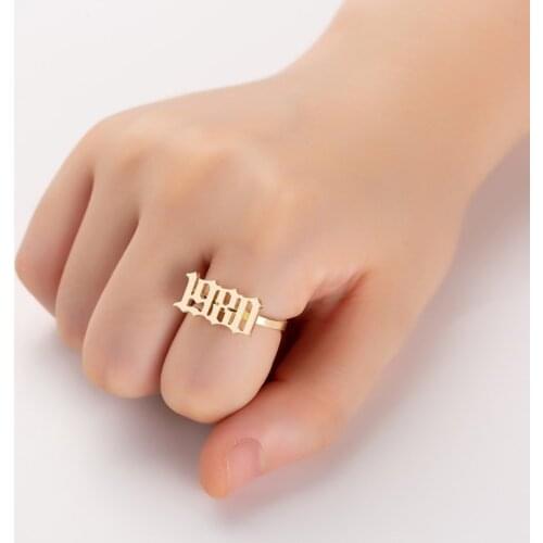 Todorova Old English Number Rings for Women Men Jewelry Year Ring 1990 1991 1992 1993 1994 1995 1996 Bague Femme