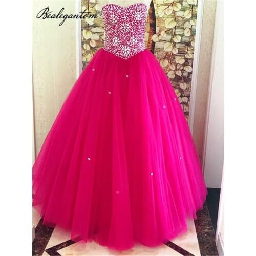 Bealegantom Puffy Quinceanera Dresses Ball Gown Beaded Sweet 16 Dress Prom Party Gown Vestidos De 15 Anos Stock Size 2-14 QD1310