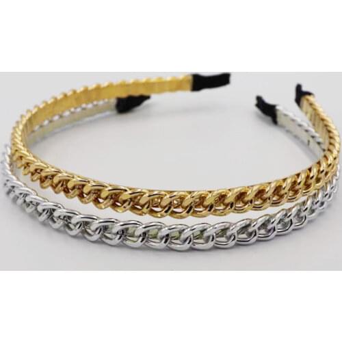 Gold Silver Metal Chain Headbands for Women Alloy Punk Stlye Hairbands Fashion Head Wrap Thin Hair Hoop Daily Hair Accessories