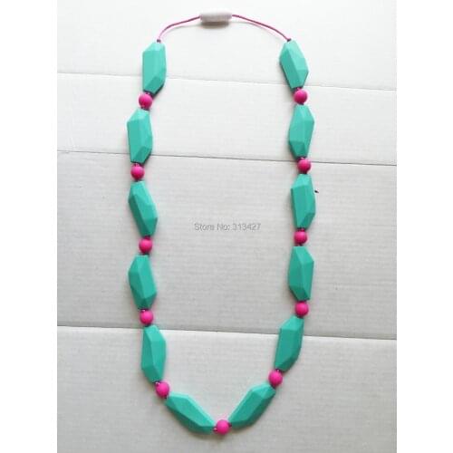 100% Food-grade Silicone Baby Teether Silicone Teething necklace Geometric stone teething necklace