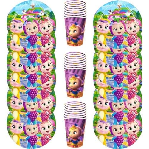 120pcs/lot Happy Birthday Events Party Baby Shower Decorate Cups Plates Kids Favors Pet Crying Baby Theme Dishes Glass Tableware