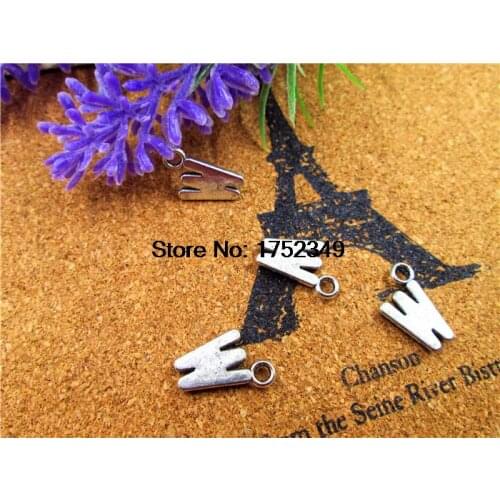 25pcs-- letter w charms, Antique Tibetan silver letter w charm Pendants Jewelry Making 16x11mm