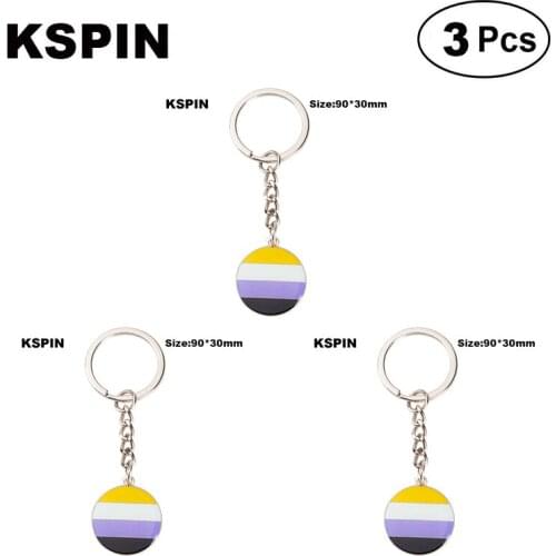 Nonbinary Key Ring Lapel Pin Flag badge Brooch Pins Badges 3Pcs a Lot