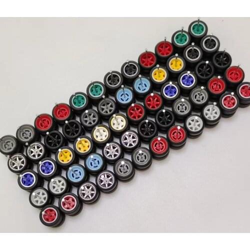 4PCS(for 1car) 1/64 Scale Alloy Car Model Tires+ Wheels 4/5/6 Spokes 5.2mm/10.8mm Size Modify Parts for 1:64 Mini Cars