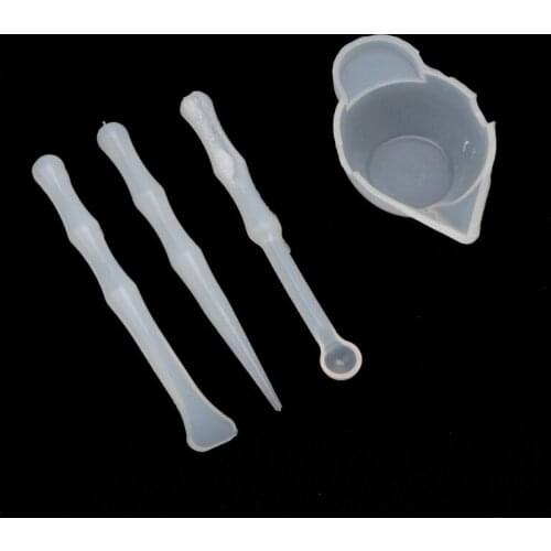 4Pcs Silicone Mixing Cups Measuring Cups Stirrers Spoon Scraper For Resin Mold DIY Resin Jewelry Making Tools Kit