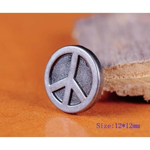 50pc 12MM Silver Peace Sign Fasteners Rivet DIY Leathercraft Studs Decor Conchos Set