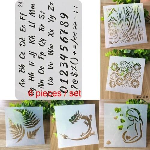 6pc Letter Number Stencil Painting Templates Decor DIY Graphics Painting Scrapbooking Stamp Ornament Album Embossed Template