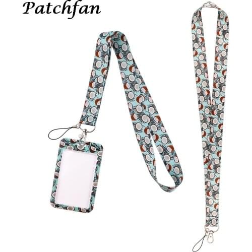 AD562 Patchfan Fashion Coconut Necklack Lanyard Key Gym Strap Multifunction Mobile Phone Decoration With Card Holder Cover