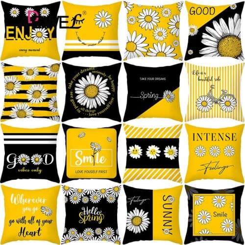 ADEWEL Yellow Daisy Sunflower Plant 3D Tie Dye Cojines Decorativos Para Sofá Elegantes Pillow Poduszka Dekoracyjna 45*45cm