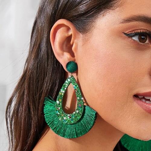Tocona Bohemian Tassel Drop Earrings for Women Luxury Crystal Stone Geometry Alloy Metal Party Jewelry Accessories 20043