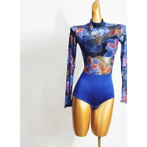 BY52-1 See Through Patchwork High Neck Latin Dance Dress Women Bodysuit Latin Dance Tops for Ballroom Tango Dancing Performamnce