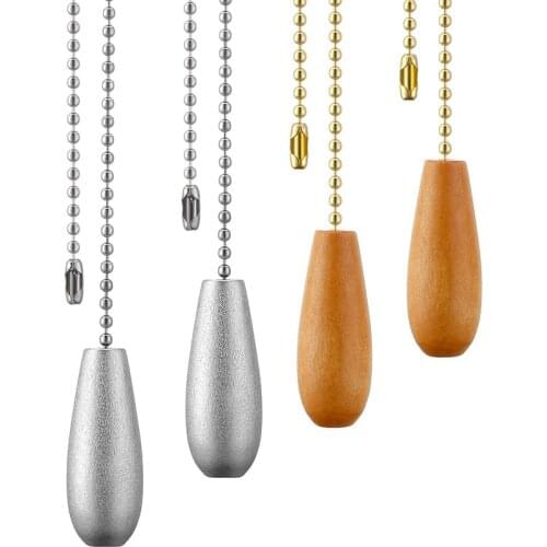 4 Pieces Ceiling Fan Chain Pulls Wooden Pull Chain Extension Pull Chain for Ceiling Light Lamp Fan Chain (Silver and Wood Color)