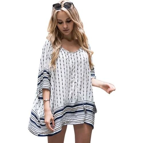 Black White Women Beach Dress Kaftan Bikini Cover Up Chiffon Pareo Robe Plage Swimwear Dress Sexy Sarong Beach Tunic
