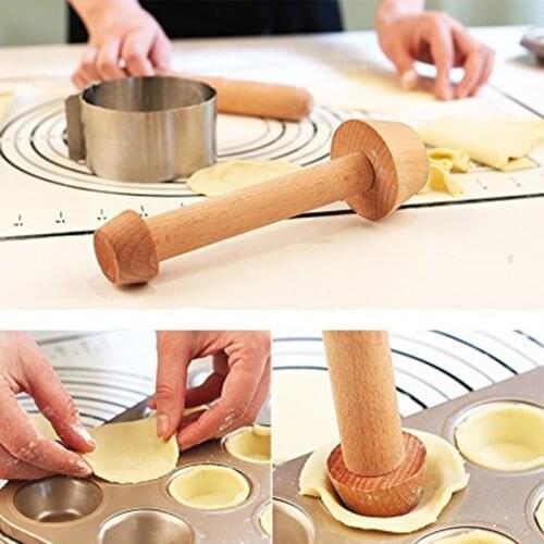 Wooden Double Side Pastry Pusher Tamper Pan Wooden Eggtart Mold for Egg Tart Muffin Model Baking Cake Kitchen Tools DROPSHIPPING