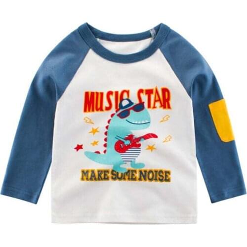 Baby clothes kids spring cotton warm jacket cartoon dinosaur cute long sleeve patchwork t shirt infant outwear toldder shirt