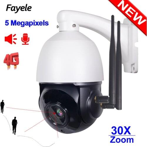 Home CCTV Wireless 4G WIFI 5MP Auto Tracking PTZ Camera 360 Rotation 30X Zoom ONVIF POE IP Camera Two Way Audio SD slot IR 80M