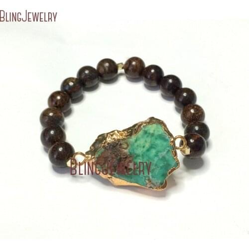 Chrysoprase Stone and Wood Beads Bracelet BM21939