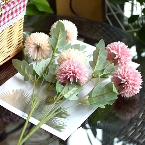 1 Bunch of 3 Artificial Flowers Realistic Dandelion False Plant Home Decoration Wedding Party Valentines Day Bouquet