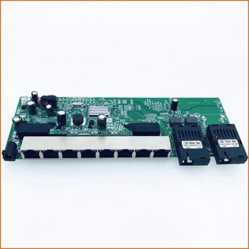 Free shipping, 6pcs/lot, 8 ports 10/100/1000M Ethernet reverse POE switch with 2 optical modules installed, not manageable