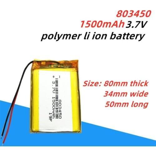 3.7V 1500mAh Lithium Polymer LiPo Rechargeable Battery For MP3 DVD PAD camera GPS laptop 803450