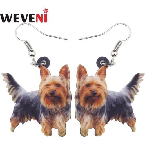WEVENI Statement Lovely Yorkshire Dog Earrings Brincos Drop Dangle Animal Anime Acrylic Jewelry For Girls Women Charms 2018 News