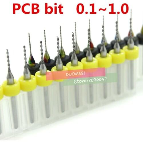 Free shipping 10pcs 0.1mm-1.0 mm PCB mini drill Bit tungsten steel carbide for print circuit board cnc drill Bits Machine