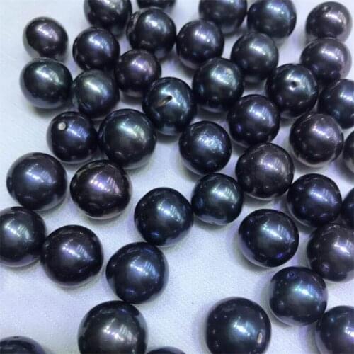 Natural Edison Pearls, Loose Freshwater Black Pearls, 12MM Super Big Size Round Pearls, 10PCS/LOT