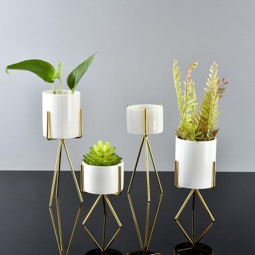 Nordic Style Ceramic Vases Iron Art Vase Minimalism Flower Vases Home Decoration Plant Flowerpot For Office Room Coffeehouse