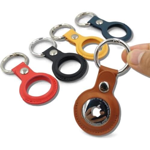 2021 Newest Leather Protective Case For Airtag Cover Hangable Keychain Locator GPS Tracker leather Case for Airtags
