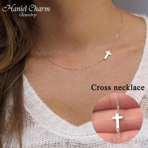 New Fashion Cross Pendant Necklace Women necklace Holiday Beach Statement Jewelry Wholesale Short Chain for Women 2021 Hot