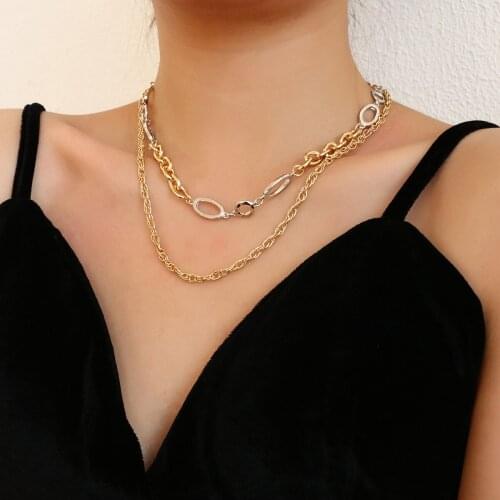 AENSOA Vintage Basic Punk Metal Necklace for Men Women Curb Cuban Link Chain Choker Punk Chunky Chain Gold Silver Color Necklace