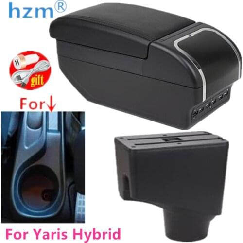 Armrest box For Toyota Yaris Hybrid sol 2014 - 2021 Dual Layer Rotatable Large Space Central Store Content Box